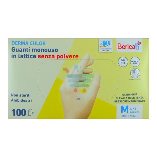 BERICAH DERMA CHLOR GUANTI LATTICE S/POLV. 100PZ M