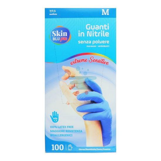 BERICAH SKIN BLU PRO GUANTI NITRILE NON TALCATI 100PZ MIS.M