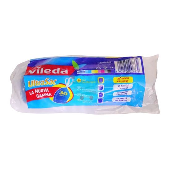 VILEDA ULTRASAC SACCHETTI SPAZZATURA CON MANIGLIE 30LT 57X57 CM  20 PEZZI