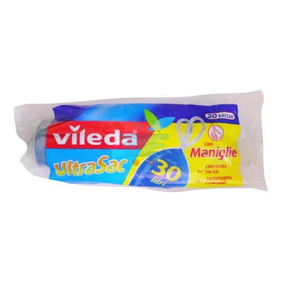 VILEDA ULTRASAC SACCHETTI SPAZZATURA CON MANIGLIE 30LT 57X57 CM  20 PEZZI