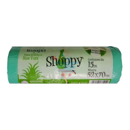 SMP SHOPPY SACCHETTI SPAZZATURA VERDI ALOE VERA 52X70 15PZ