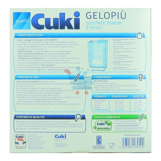 CUKI GELOPIÙ SACCHETTI FREEZER GRANDISSIMI 30X50CM 10 PEZZI