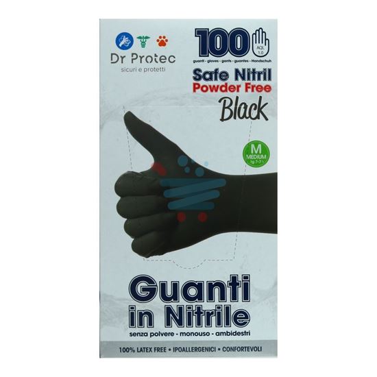 BERICAH SAFE NITRIL BLACK GUANTI NITRILE 100PZ M