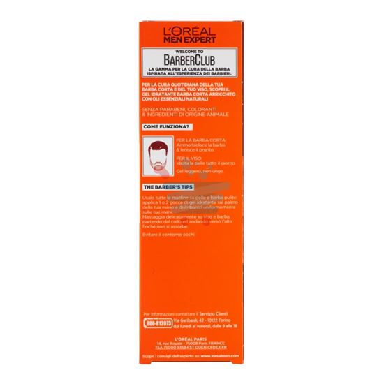 L'ORÉAL PARIS MEN EXPERT BARBER CLUB GEL IDRATANTE PER BARBA CORTA SENZA PARABENI 50 ML