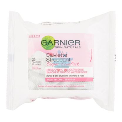 GARNIER SALVIETTE STRUCCANTI SUPER COMFORT PELLI SECCHE O SENSIBILI 25 PEZZI