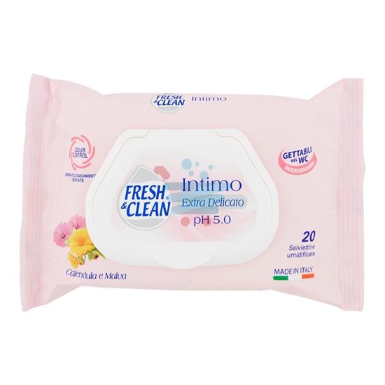 FRESH&CLEAN INTIMO EXTRA DELICATO PH 5.0 SALVIETTE CALENDULA E MALVA 20 PEZZI