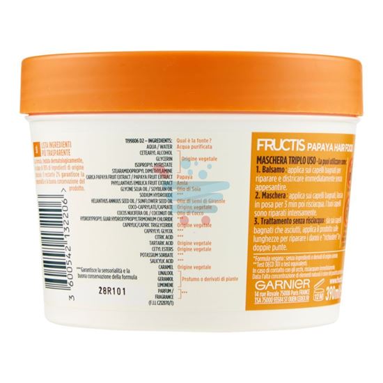 FRUCTIS HAIR FOOD PAPAYA MASCHERA RIPARATRICE 3IN1 PER CAPELLI DANNEGGIATI 390 ML