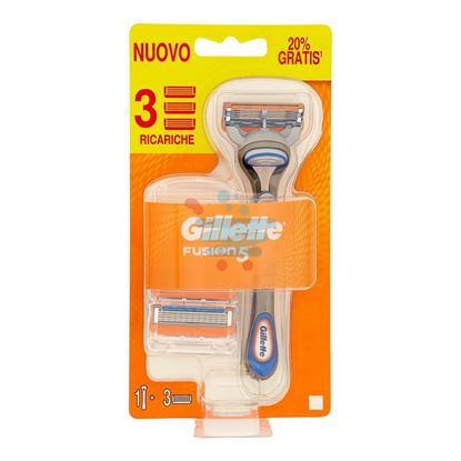 GILLETTE FUSION5 MANICO + LAME PER RASOIO 3 RICARICHE