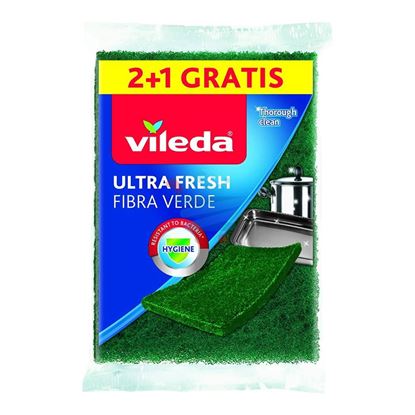 VILEDA SPUGNA ULTRA FRESH FIBRA VERDE 3 PEZZI