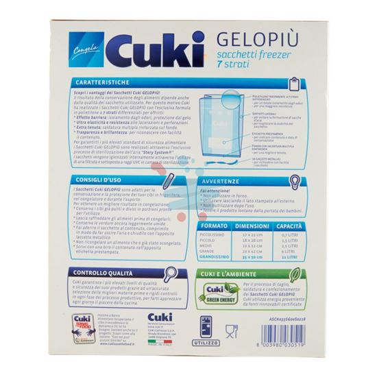 CUKI SACCHETTI FREEZER FORMATO GRANDISSIMO 10 PEZZI