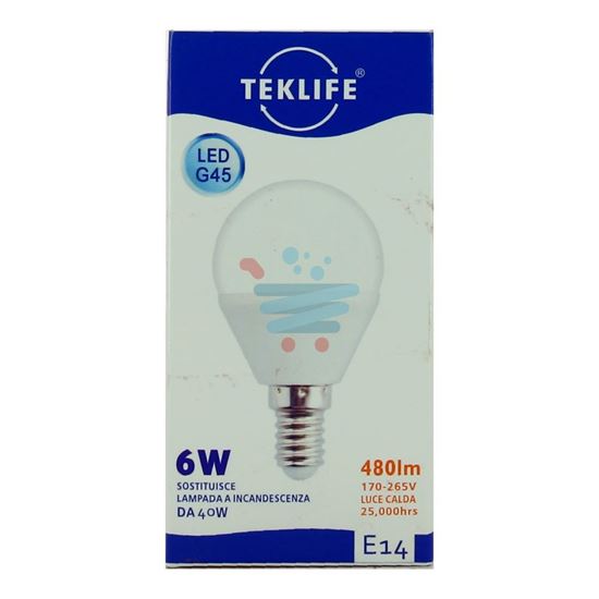 TEKLIFE LAMPADINA LED SFERA 6W E14 LUCE CALDA