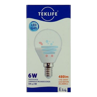 TEKLIFE LAMPADINA LED SFERA 6W E14 LUCE NATURALE