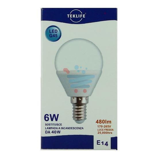 TEKLIFE LAMPADINA LED SFERA 6W E14 LUCE FREDDA