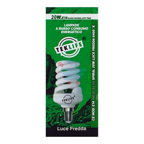 TEKLIFE LAMPADA A SPIRALE 20W E14 LUCE FREDDA