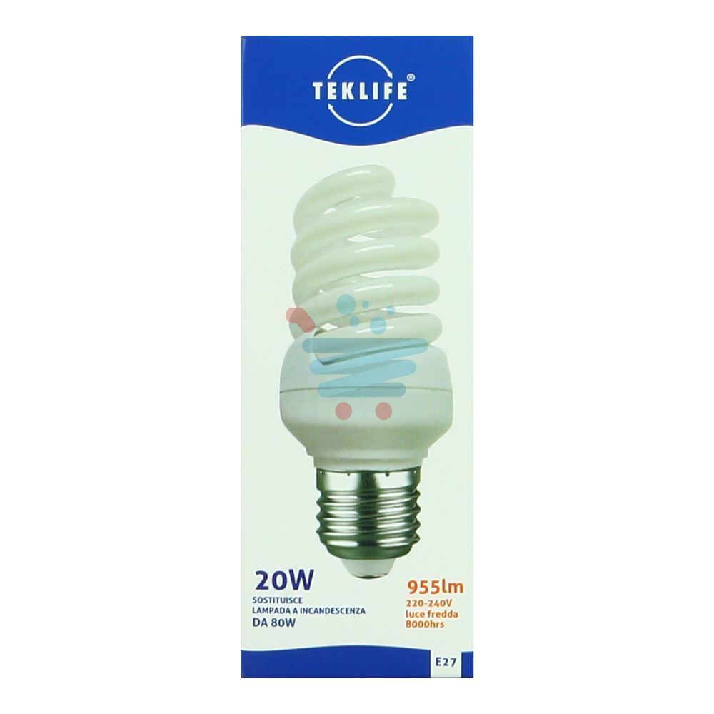 TEKLIFE LAMPADA A SPIRALE 20W E27 LUCE FREDDA