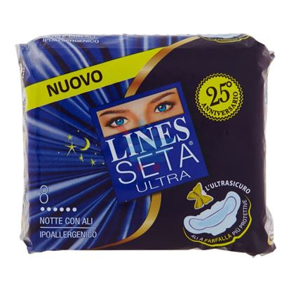 LINES SETA ULTRA  ASSORBENTI NOTTE CON ALI 8 PEZZI