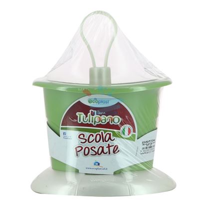 ECOPLAST SCOLA POSATE TULIPANO MADREPERLA VERDE PALLIDO