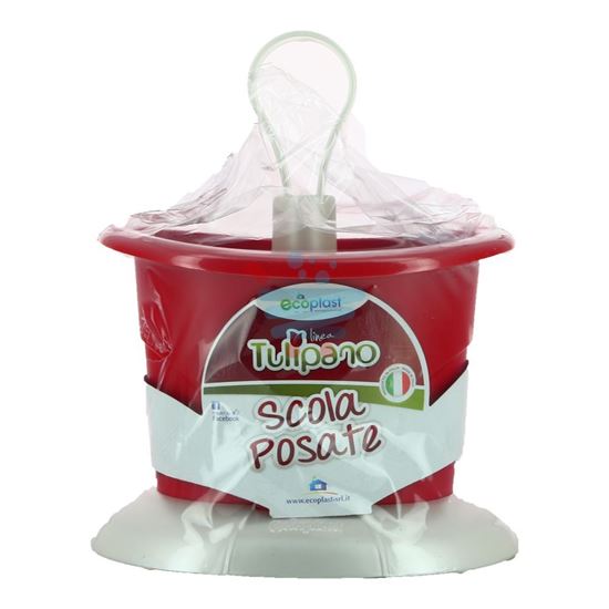 ECOPLAST SCOLA POSATE TULIPANO MADREPERLA ROSSO VIVO