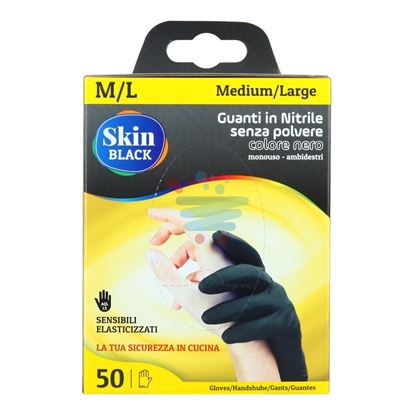 BERICAH SKIN BLACK GUANTI NITRILE SENZA POLVERE MIS.M/L 50 PEZZI