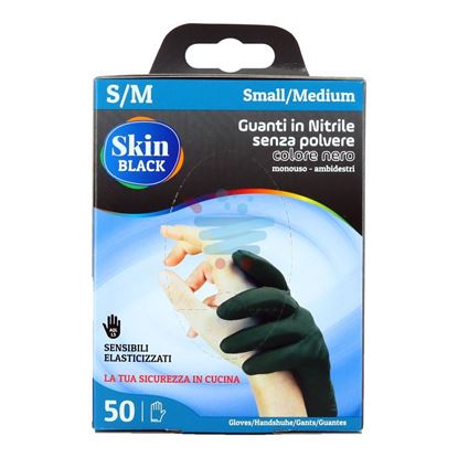 BERICAH SKIN BLACK GUANTI NITRILE SENZA POLVERE MIS.S/M 50 PEZZI