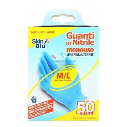 BERICAH SKIN BLU GUANTI NITRILE SENZA POLVERE MIS.M/L 50 PEZZI