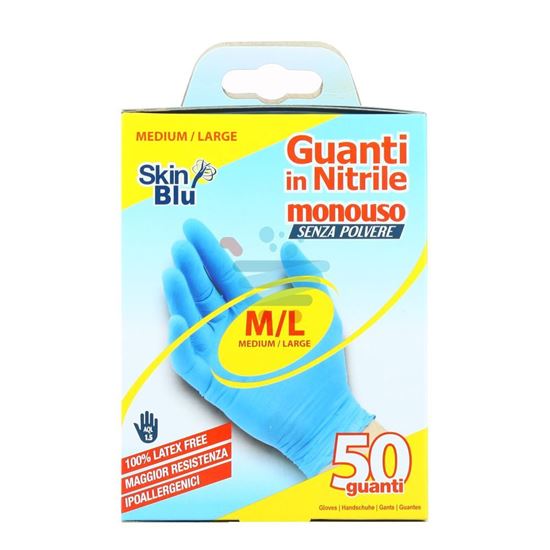 BERICAH SKIN BLU GUANTI NITRILE SENZA POLVERE MIS.M/L 50 PEZZI