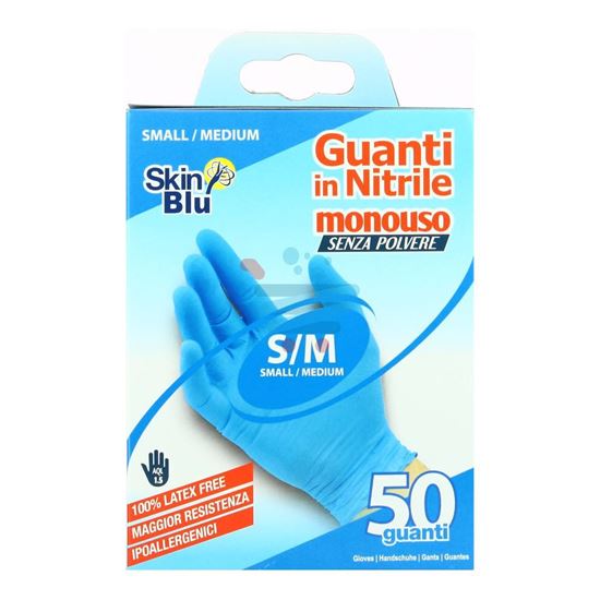 BERICAH SKIN BLU GUANTI NITRILE SENZA POLVERE MIS.S/M 50 PEZZI