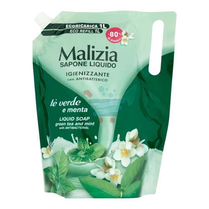 MALIZIA SAPONE LIQUIDO IGIENIZZANTE CON ANTI BATTERICO TÈ VERDE E MENTA ECORICARICA 1000 ML