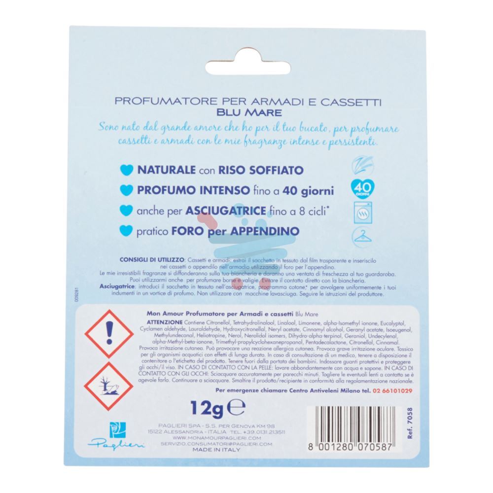 mon amour profumatore - 12 grammi - blu - per armadi cassetti asciugatrici:  : pulizia e cura della casa