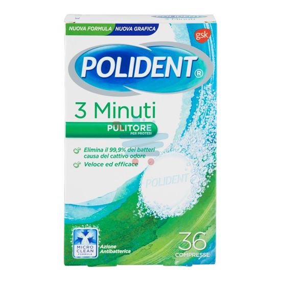 POLIDENT 3 MINUTI PULITORE PROTEZIONI DENTALI 36 TABS