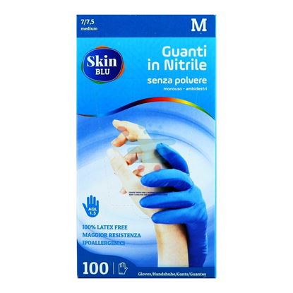 BERICAH GUANTI SKIN BLUE NITRILE SENZA POLVERE MISURA  M