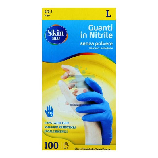 BERICAH GUANTI SKIN BLUE NITRILE SENZA POLVERE MISURA  L