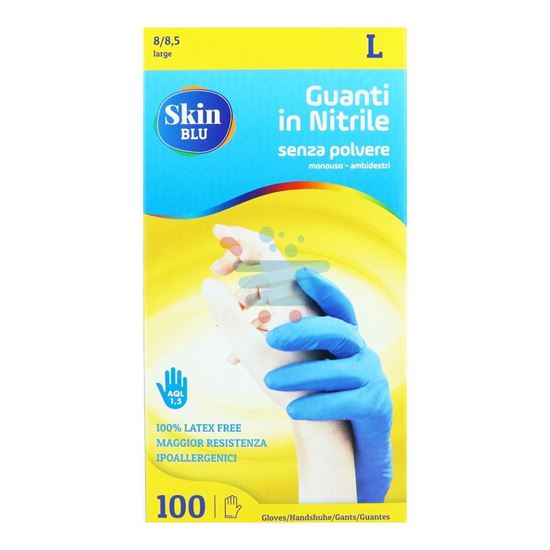 BERICAH GUANTI SKIN BLUE NITRILE SENZA POLVERE MISURA  L