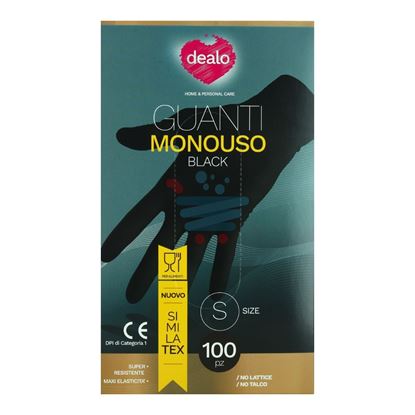 DEALO GUANTI MONOUSO NO LATTICE NERO MISURA S 100PZ