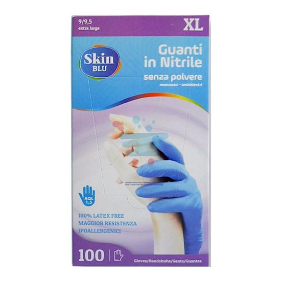 BERICAH GUANTI SKIN BLUE NITRILE SENZA POLVERE MISURA XL