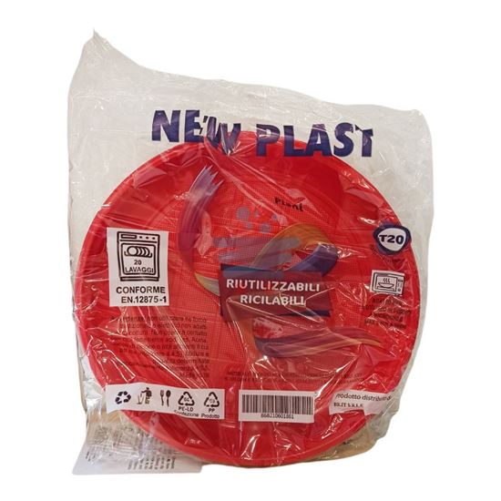 NEW PLAST PIATTI ROSSI PIANI 15PZ