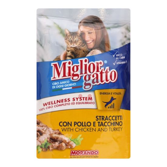 MIGLIOR GATTO STRACCETTI POLLO E TACCHINO BUSTA 100GR