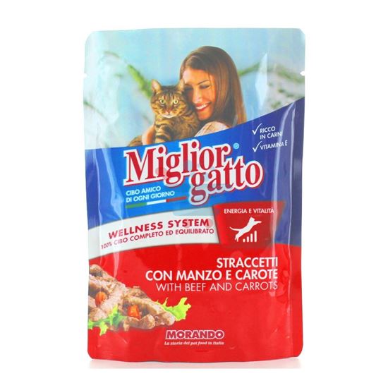 MIGLIOR GATTO STRACETTI MANZO E CAROTE BUSTA 100GR