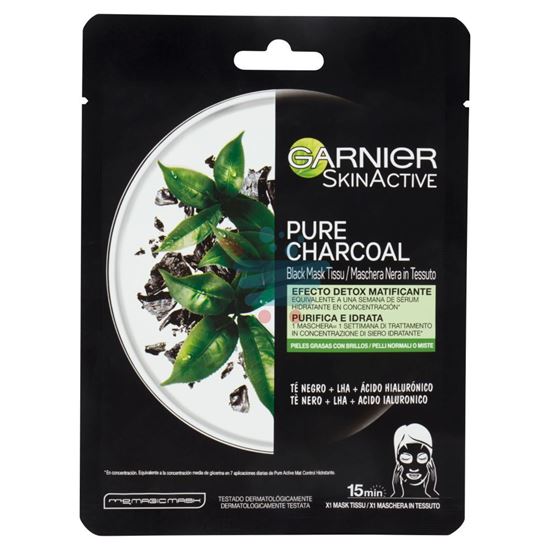 GARNIER SKINACTIVE PURE CHARCOAL MASCHERA VISO IN TESSUTO PURIFICANTE E IDRATANTE