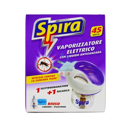 SPIRA INSETTICIDA VAPORIZZATORE ELETTRICO BIUSO E RICARICA LIQUIDA 45 NOTTI O PIASTRINE ANTIZANZARA