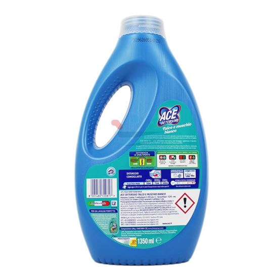 ACE DETERSIVO LAVATRICE LIQUIDO TALCO E MUSCHIO BIANCO 27 LAVAGGI 1350 ML