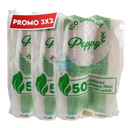 PROMO 3X2 POPPY BICCHIERINI CAFFE' IN CARTONCINO VARI COLORI 50 PEZZI