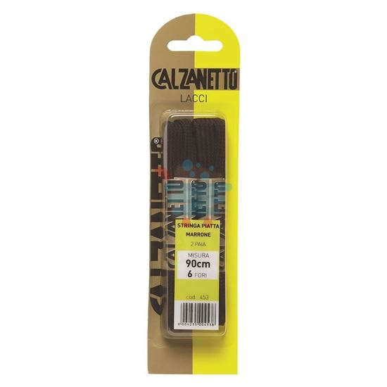 CALZANETTO LACCI PIATTI MARRONI 2 PAIA