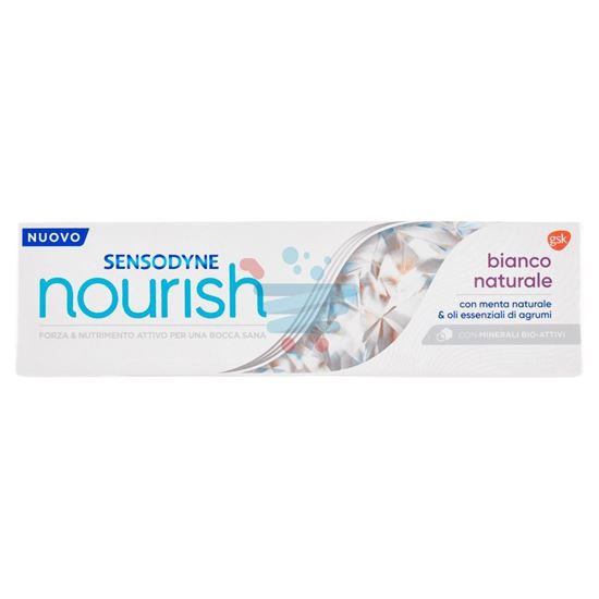 SENSODYNE NOURISH BIANCO NATURALE DENTIFRICIO FLUORO MENTA NATURALE OLI ESSENZIALI DI AGRUMI 75 ML