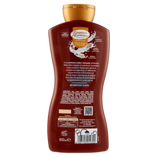 SPUMA DI SCIAMPAGNA BAGNO NUTRIENTE OLIO DI ARGAN E PATCHOULI 650ML