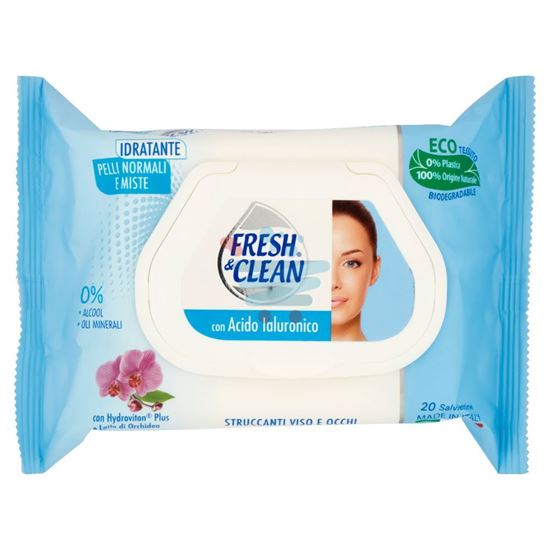 FRESH&CLEAN SALVIETTE STRUCCANTI ACIDO IALURONICO 20 PEZZI