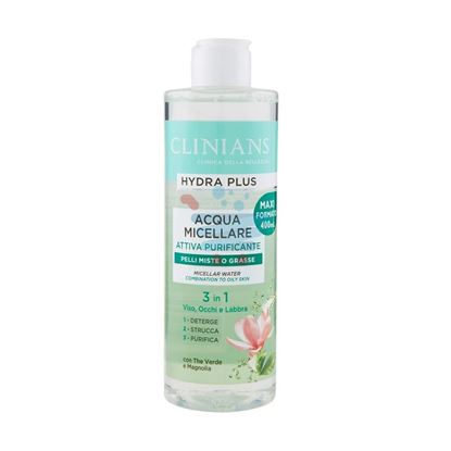 CLINIANS HYDRA PLUS ACQUA MICELLARE ATTIVA PURIFICANTE PER PELLI MISTE O GRASSE 3IN1 CON THE VERDE 400ML