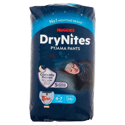 HUGGIES DRYNITES PYJAMA PANTS AGE 4-7 17-30 KG 10 PEZZI