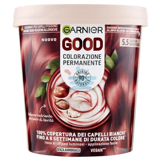 GARNIER GOOD 5.5 CASTANO RAMATO IBISCO, COLORAZIONE PERMANENTE SENZA AMMONIACA, 90% ORIGINE NATURALE
