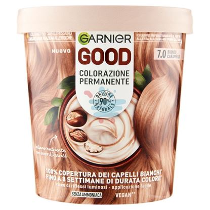 GARNIER GOOD 7.0 BIONDO CARAMELLO, COLORAZIONE PERMANENTE SENZA AMMONIACA, 90% ORIGINE NATURALE